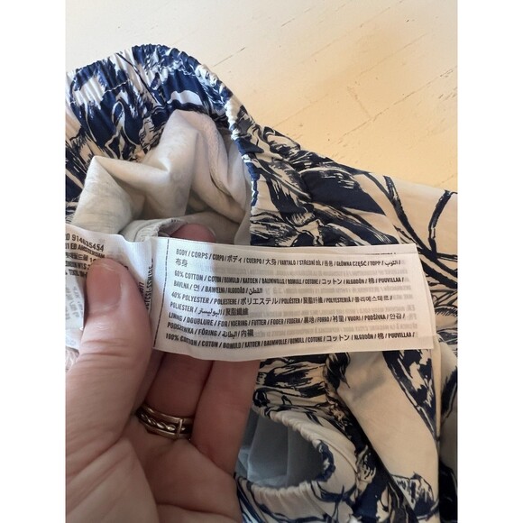 Abercrombie & Fitch Womans XLP Poplin Tiered Maxi Floral Cotton White Blue Skirt - Picture 3 of 4